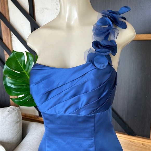 Elegant Blue One-Shoulder Dress Alfred Angelo size US10 - Picture 3 of 11